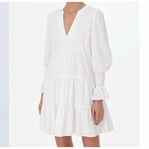 Pomander Place Tuckernuck Kenzo dress XXL Boho white tiered Bishop Smocked Mini